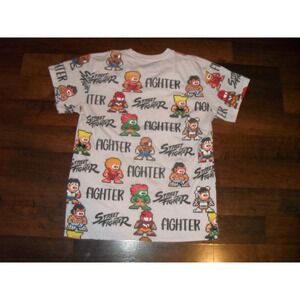 Capcom Street‎ Fighter Pixel Art Graphic T-Shirt Kids Youth Size Large Tee AOP